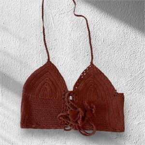 American Eagle Rust Crochet Halter Top